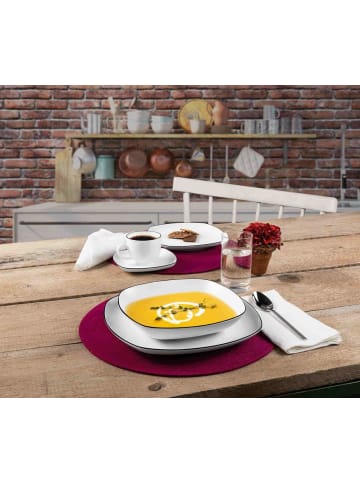 Seltmann Weiden 6er Set Suppenteller eckig Lido Black Line ø 21 cm in weiß