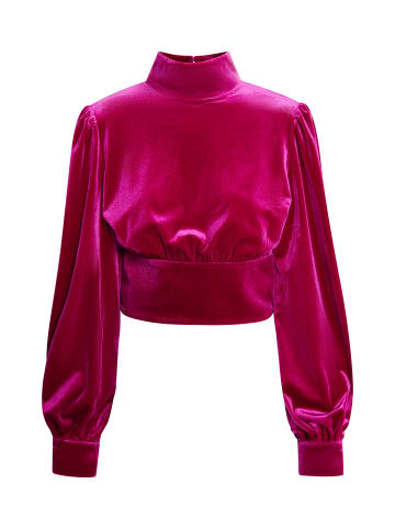 faina Damen Bluse Aus Stretchsamt in Pink