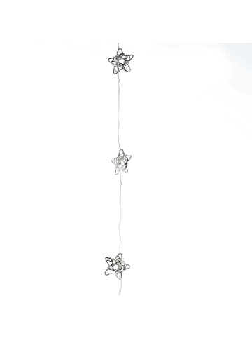 MARELIDA LED Draht Lichterkette Sterne 20LED mit Timer L: 1,9m in silber