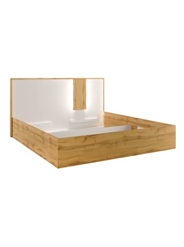 Feldmann-Wohnen Doppelbett Wood Eiche Wotan / weiß Hochglanz 190 / 206 / 102cm