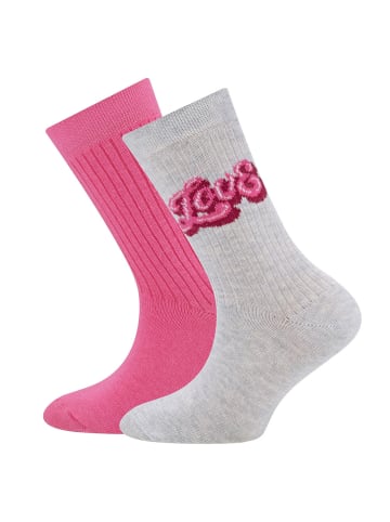 ewers 2er-Set Socken 2er Pack Love/Rippe in h.himbeere-hellsilber mel.