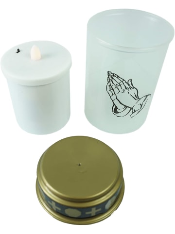 Novaliv Grablichter weiß 2x Dauerbrenner Grablicht LED Kerzen flackernde Flamm in Weiß