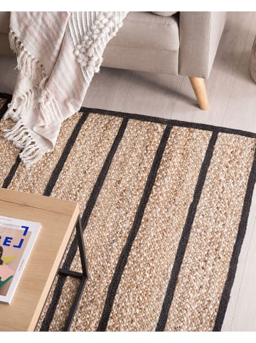 Beliani Kurzflor KARADONA in Schwarz/Beige - (W) 140 x (H) 1.2 x (L) 200 cm