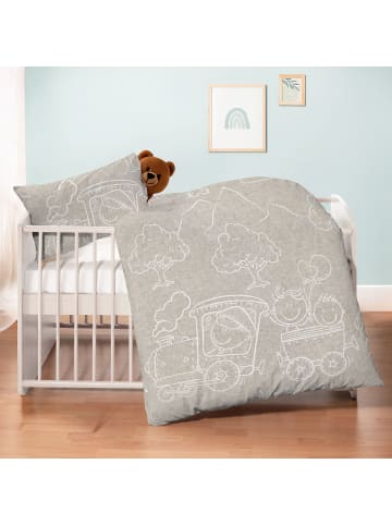 Biberna Melange-Flanell Kinder-Bettwäsche in beige