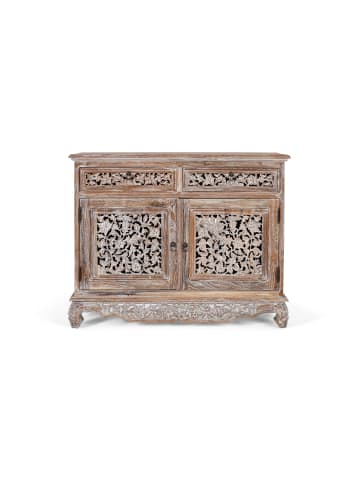 Giner y Colomer Sideboard mit zwei Schubladen und zwei Fronttüren aus Teakholz 100 cm in White