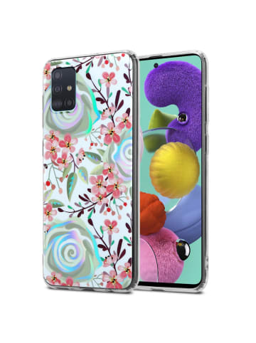 cadorabo Hülle für Samsung Galaxy A51 4G / M40s Blumen Muster in PFIRSICHBLÜTEN