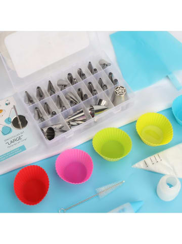 Wenburg Torten-Dekoratiosset 75er-Set Spritztüllen Zubehör Silber