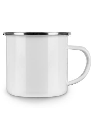 Mr. & Mrs. Panda Camping Emaille Tasse Toast Party mit Spruch in Weiß