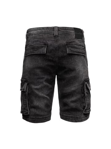 Humy Bermuda Jeans Shorts mit Cargo und Denim Design A&S in Schwarz