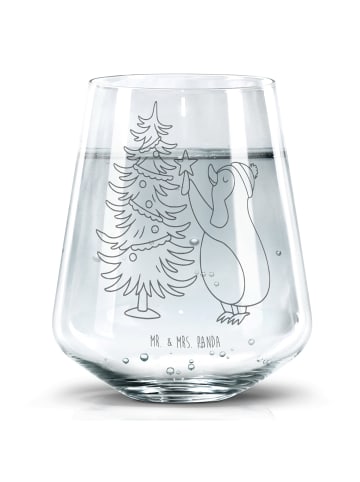 Mr. & Mrs. Panda Becherglas Pinguin Weihnachtsbaum ohne Spruch in Transparent