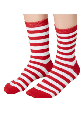 tectake Zweifarbige, gestreifte Weihnachtssocken, rot/weiß