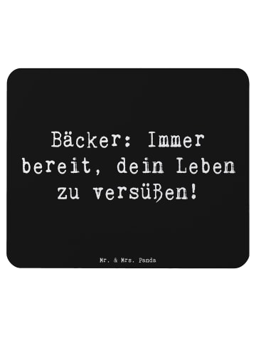 Mr. & Mrs. Panda Mauspad Spruch Bäcker Freude mit Spruch in Schwarz
