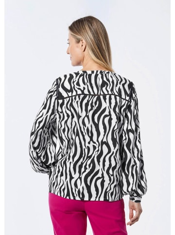 GOLDNER Bluse Bluse mit Tunika Ausschnitt in schwarz / weiß / gemustert