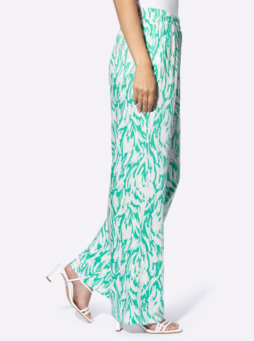 Heine Druckhose in blaugrün-weiß-bedruckt