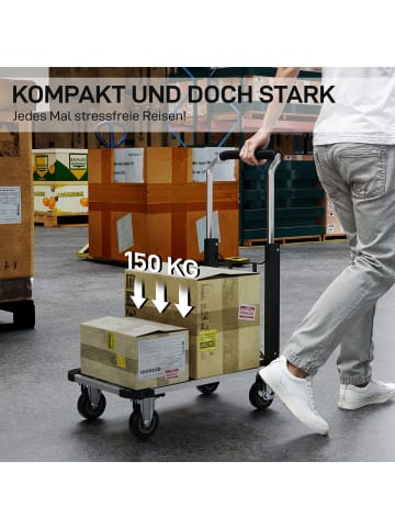 HOMCOM Sackkarre in Silber & Schwarz 71,5L x 42B x 95H cm