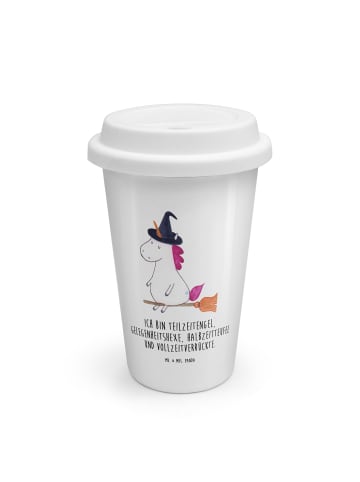 Mr. & Mrs. Panda Thermo Kaffeebecher Einhorn Hexe mit Spruch in Weiß