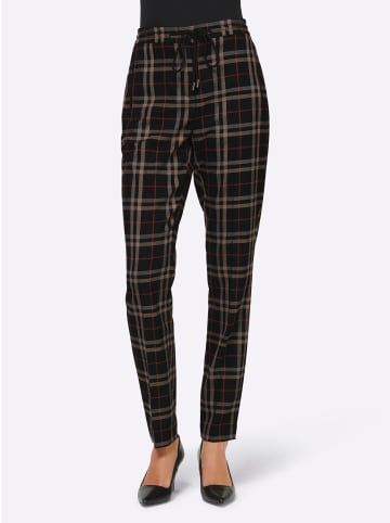 Heine Hose in schwarz-cognac-kariert