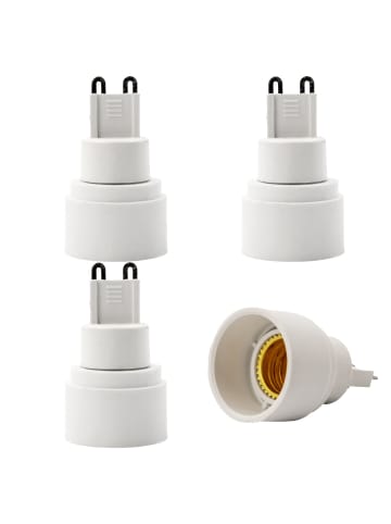 Intirilife 4er Set Lampenadapter E40 auf E27 in WEISS