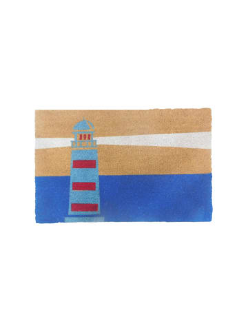 relaxdays Fußmatte "Leuchtturm" in Bunt - 80 x 50 cm