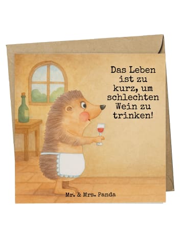 Mr. & Mrs. Panda Grußkarte Igel Wein Design mit Spruch in Weiß