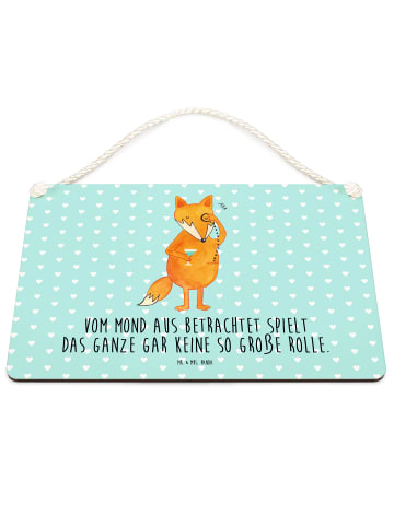 Mr. & Mrs. Panda Deko Schild Fuchs Lord mit Spruch in Türkis Pastell