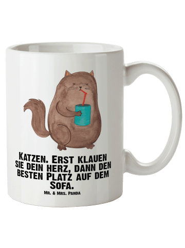 Mr. & Mrs. Panda Große Teetasse Katze Dose mit Spruch in Weiß