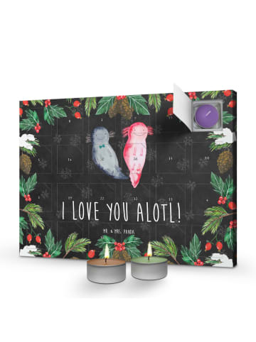 Mr. & Mrs. Panda Kerzen Adventskalender Axolotl Liebe mit Spruch in Kreidetafel
