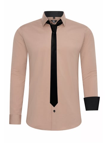 Rusty Neal Hemd mit Krawatte in Beige