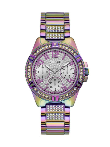 Guess Damen-Armbanduhr Lady Frontier Regenbogenfarben Silber / Mehrfarbig