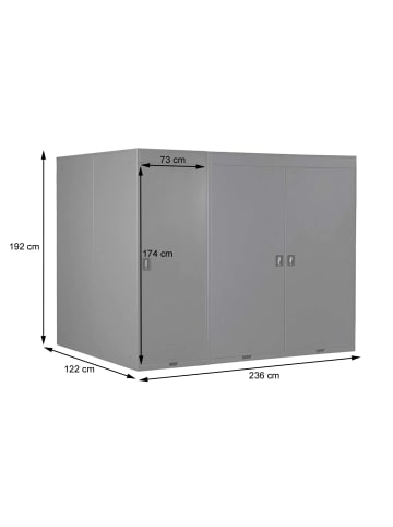 MCW 3er-Fahrradgarage H66, Anthrazit-hellgrau