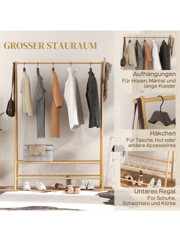 HOMCOM Garderobenständer-116L x 43,5B x 160H cm-Naturholz