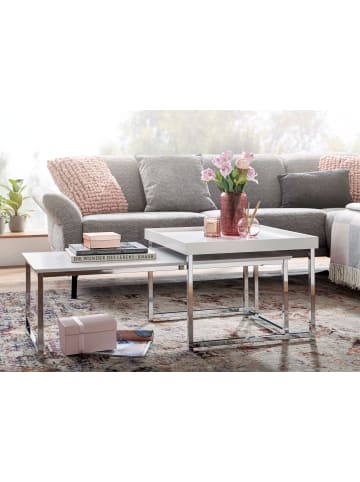KADIMA DESIGN Couchtisch 2er Set Holz / Metall Sofatisch Eckig Modern, in Weiß