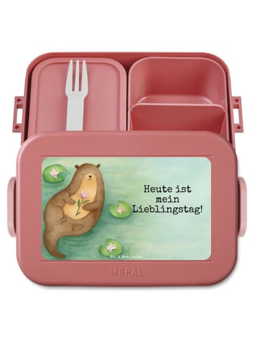 Mr. & Mrs. Panda Lunch Box Otter Seerose Design mit Spruch in Rot Pastell