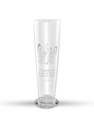 Mr. & Mrs. Panda Bier Glas Schmetterling Zitronenfalter mit Spruch in Transparent