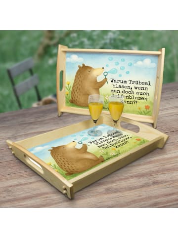 Mr. & Mrs. Panda Tablett Bär Seifenblasen Design mit Spruch in Weiß