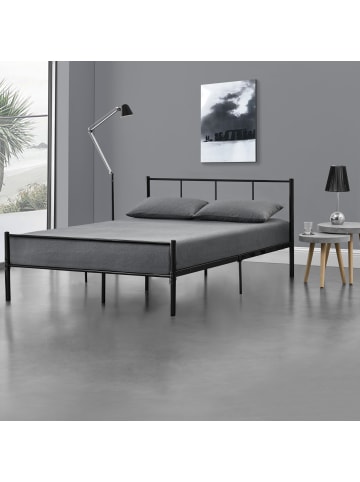 en.casa Metallbett Laos in Schwarz (B)140cm