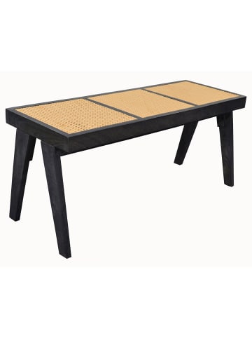 FineBuy Sitzbänk in Schwarz / Akazie / 120x38x48
