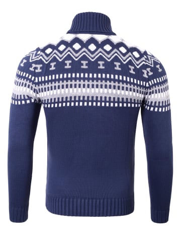 RESLAD Strickpullover Rollkragenpullover in blau