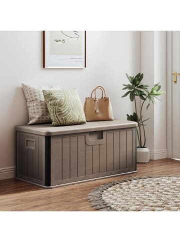 COSTWAY Gartenbox 378L HDPE in Braun