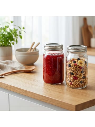 relaxdays 8 x  Einmachgläser in Transparent/ Silber - 500 ml