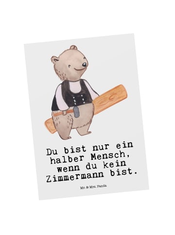 Mr. & Mrs. Panda Grußkarte Zimmermann Herz mit Spruch in Weiß