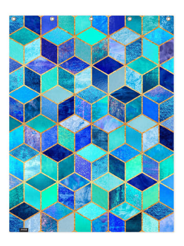 Juniqe Duschvorhang "Blue Cubes" in Blau & Grün