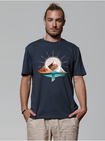 wat? Apparel T-Shirt Sunrise & Lake in India Ink Grey