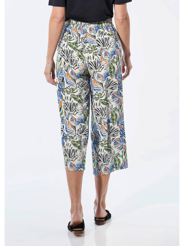 GOLDNER Kurzgröße:  Sommerliche Druckhose in sand / blau / orange / gemustert