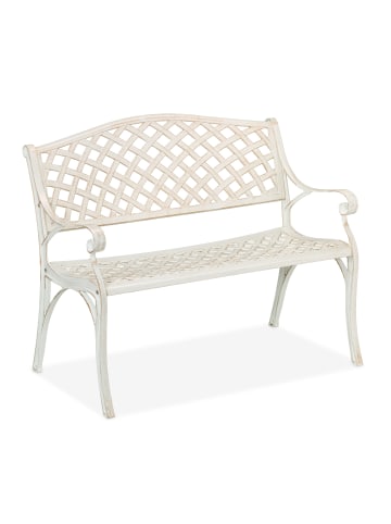 relaxdays Gartenbank in Weiß/ Gold - (B)103 x (H)83 x (T)64 cm