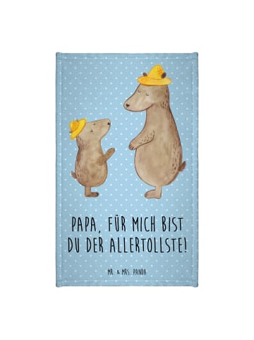 Mr. & Mrs. Panda Handtuch Bären mit Hut mit Spruch in Blau Pastell