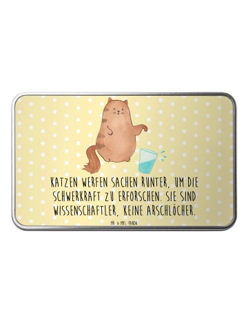 Mr. & Mrs. Panda Blechdose Katze Wasserglas mit Spruch in Gelb Pastell