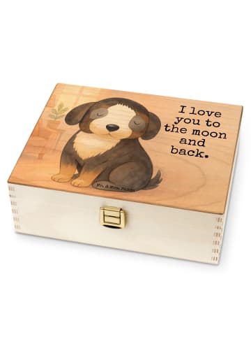 Mr. & Mrs. Panda Teebox Holz Hund Entspannen Design mit Spruch in Weiß