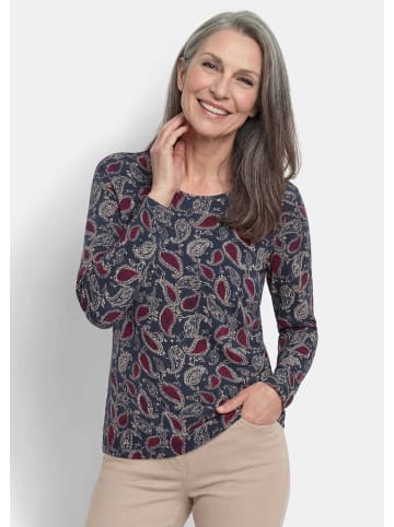 GOLDNER Viskoseshirt mit Paisley-Druck in marine / bordeaux / gemustert