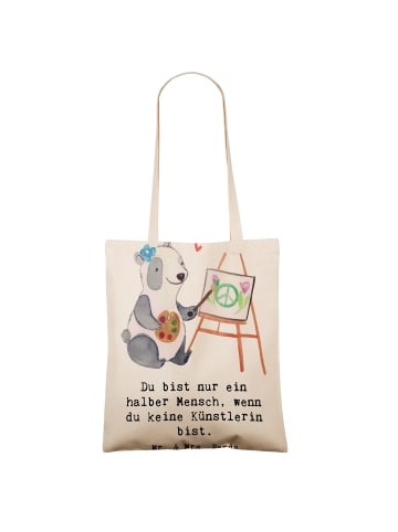 Mr. & Mrs. Panda Öko Tasche Künstlerin Herz mit Spruch in Creme